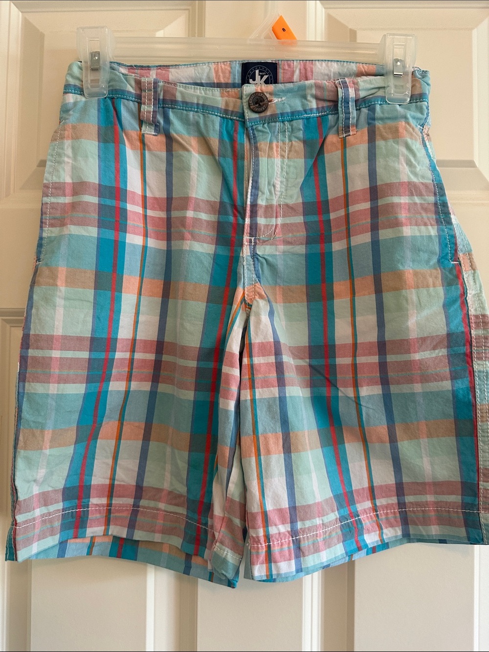 J. Khaki Light Blue Multi Plaid Kids Shorts